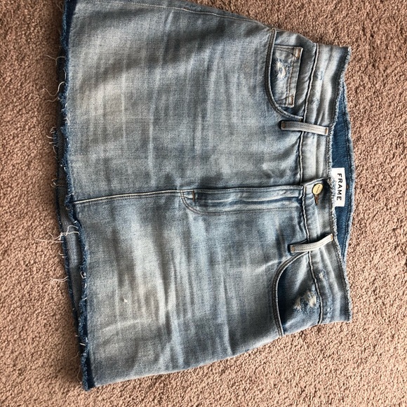 FRAME distressed denim skirt - Picture 2 of 4